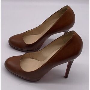 Christian Louboutin brown leather mini platform pump heel sz 38.5 us 8.5